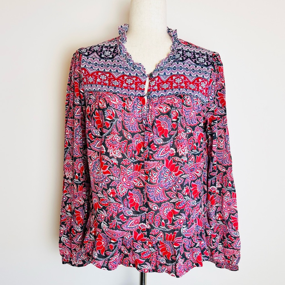 XIRENA Floral Long Sleeve Blouse Size Small